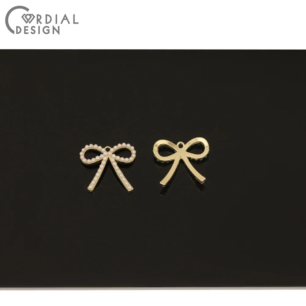 

Cordial Design 50Pcs 16*18MM Jewelry Accessories/Imitation Pearl/Bowknot Shapes/DIY Charms/Rhinestone Pendants/Earrings Findings