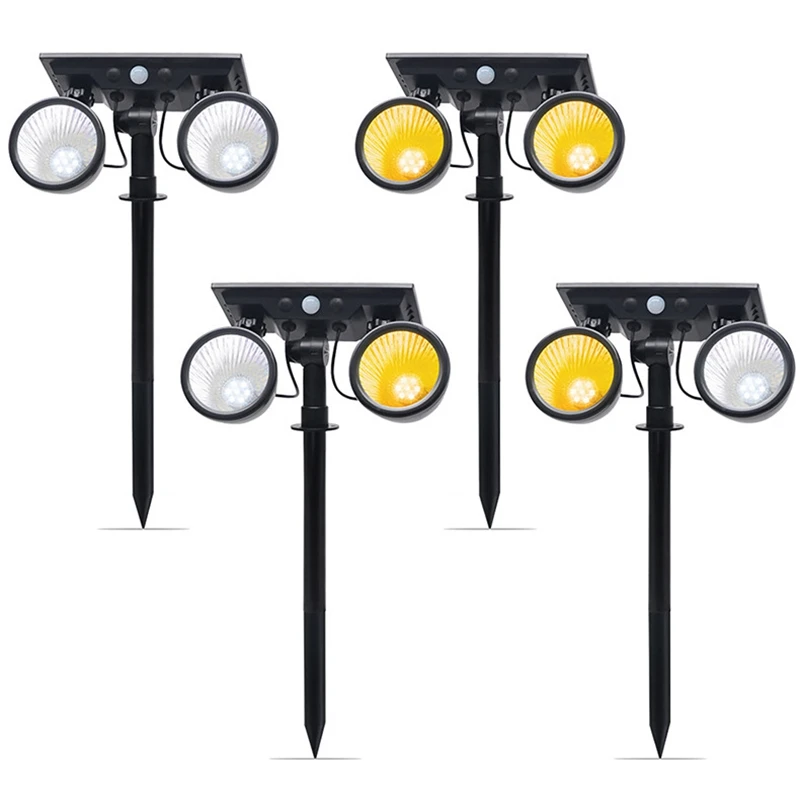 

Solar Spotlights Outdoor,LED Motion Sensor Spot Light Waterproof Double Head Security Landscape Wall Light for Garden