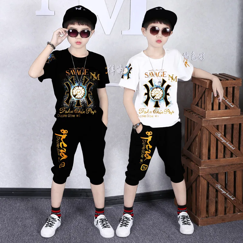 

Baby Boy Clothes Sets Summer Short Sleeve 4-16 Years Baby Tee Tops + Bottoms Boys Tracksuit Sportswear Children's Clothes