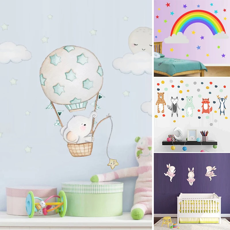 Настенная Наклейка с самолетом и воздушным шаром для детской комнаты|Наклейки на