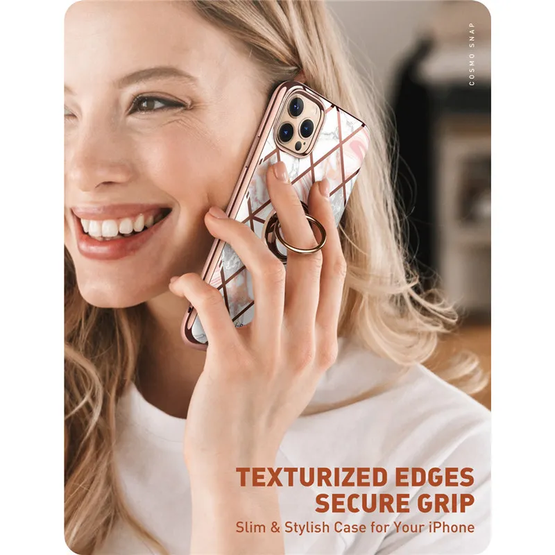 

I-BLASON For iPhone 12 Pro Max Case (2020 Cosmo Snap Marble Case with Built-in Rotatable Ring Holder Kickstand Support Car Mount