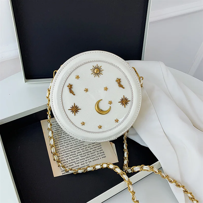 Модная круглая сумка через плечо с изображением звездного неба