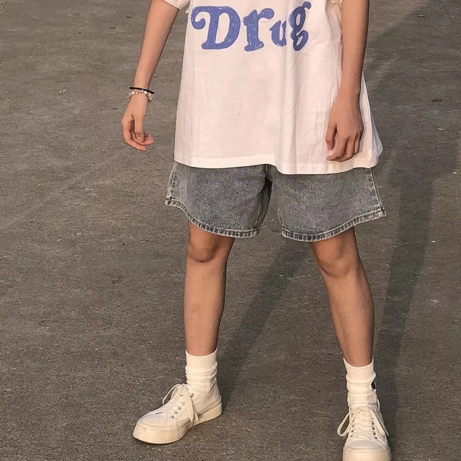 

Summer Denim Shorts Female Student Korean Version Loose High Waist Show Thin Japanese Style 5-point Pants in Versatile Hot Pants