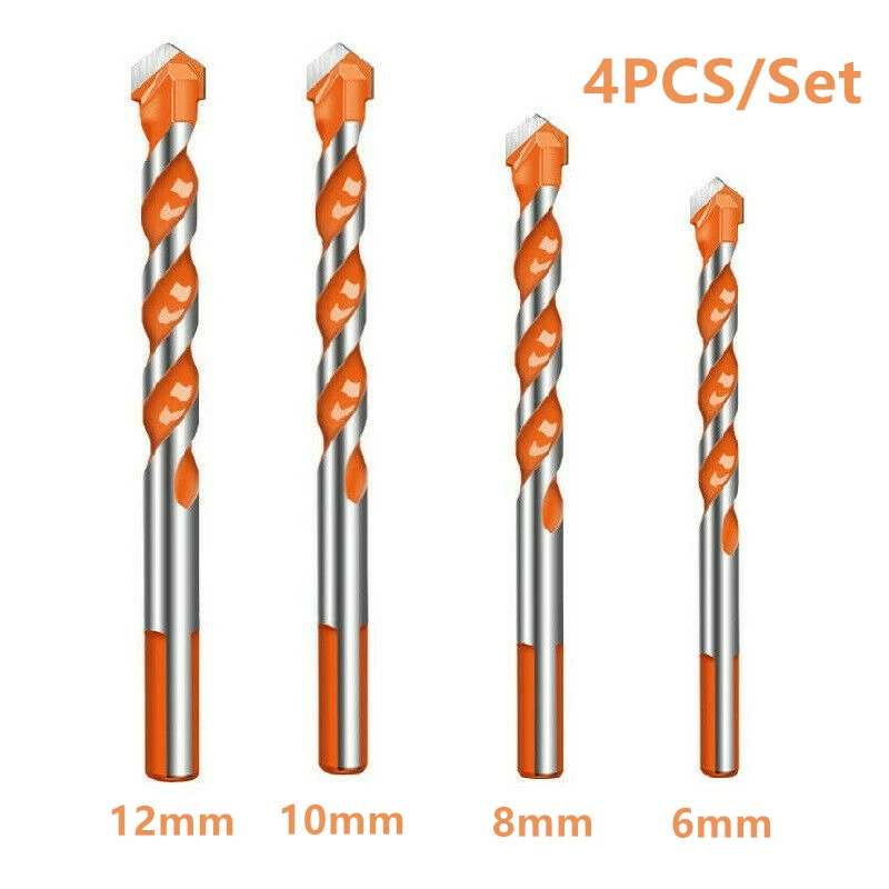 4pcs Ultimate Brill Bits Multi-Material Triangle Drill Bit Diamond Set for Tile Concrete Brick Glass 6/8/10/12mm | Инструменты