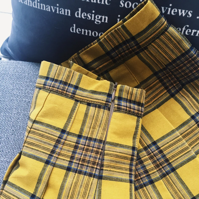

New Summer 2020 Harajuku Cotton Women Skirt Casual Plus Size Plaid Pleated Saia Black Female Fashion Checkered Shorts Skirts
