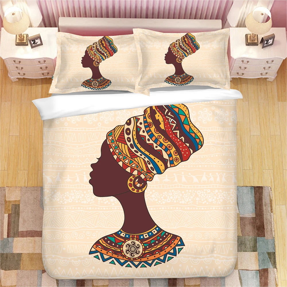 

Ethnic African Women Print 3D Bedding Set Duvet Covers Pillowcases One Piece Comforter Bedding Sets Bedclothes Bed Linen