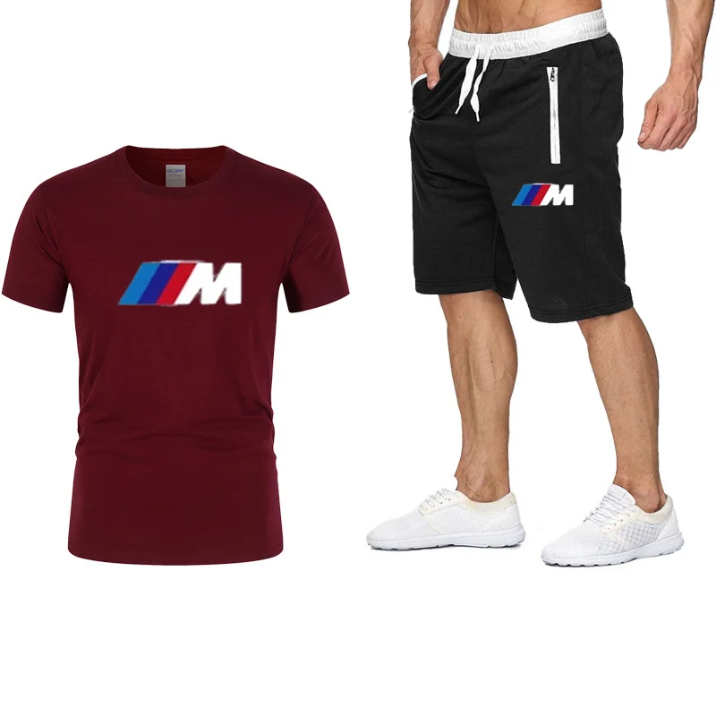 

2021 Popular New Men's Cotton T-Shirt + Sports Shorts Suit Summer High-Quality Cotton Sports T-Shirt Running Suit