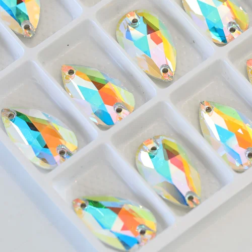 crystal ab Прозрачный кристалл AB лучшее качество Каплевидная форма стекло пришить горный хрусталь Бутик Flatback шитье декоративные камни для одежды F0141 - Цвет: crystal ab