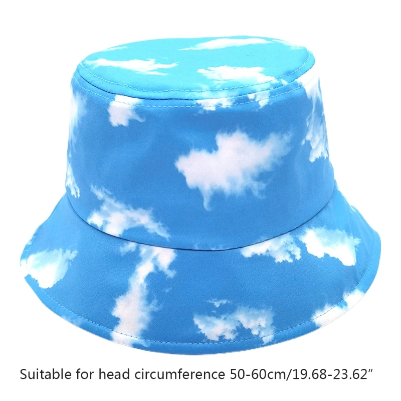 

Summer Bucket Hats Outdoor Fisherman Sun Hat Trendy Funny for Men Women with Cloud Pattern in Constrast Colors