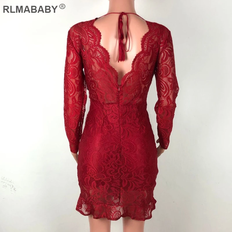 Rlmaaby сексуальное кружевное женское платье с вышивкой и v-образным вырезом длинным