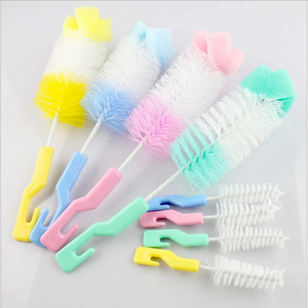 

New For Washing Cleaning baby bottle brush Rotary Handle Long Handle Scrubbing Feeding-bottle Brush cleanning