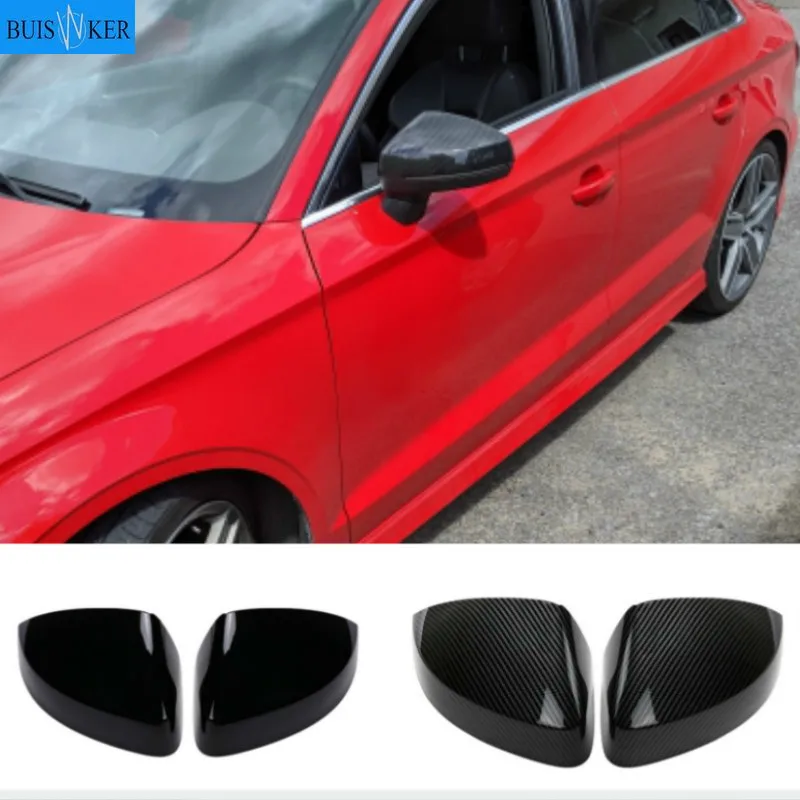 

2 pieces for Audi A3 S3 8V RS3 Side Wing Mirror Covers Caps Carbon Fiber Gloss Black Mirror Caps 2013 2014 2015 2016 2017 - 2019