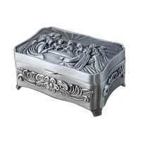 domilay 2020 new vintage small size last supper theme christian trinket storage box metal jewelry box treasure chest