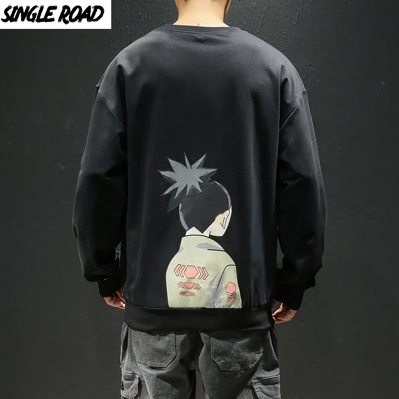 SingleRoad Мужской свитшот с круглым вырезом 2020 большой размер аниме Харадзюку