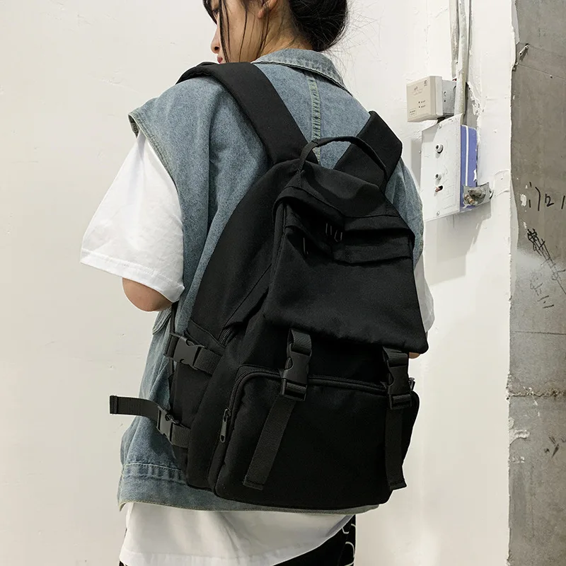 Школьный ранец для женщин модный рюкзак подростков вместительный черный