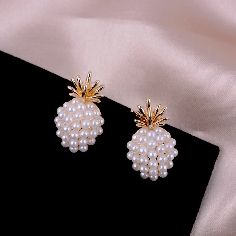 

Imitation Pearl Pineapple Stud Earrings Korean Fashion Small Earrings for Women aretes de mujer modernos Cool Stuff