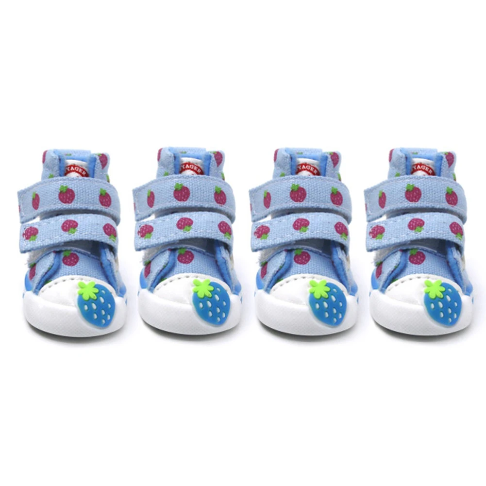 

Kevnicely Dog Shoes Cute Strawberry Pattern Pet Shoes Anti-Slip Rain Boots Puppy Denim Shoes Teddy Chihuahua For Small Dogs Cats