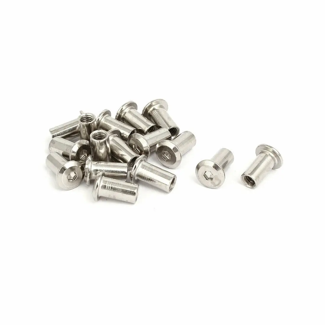 

M6x15mm Female Thread Hex Socket Head Barrel Nut Furniture Fittings 16pcs
