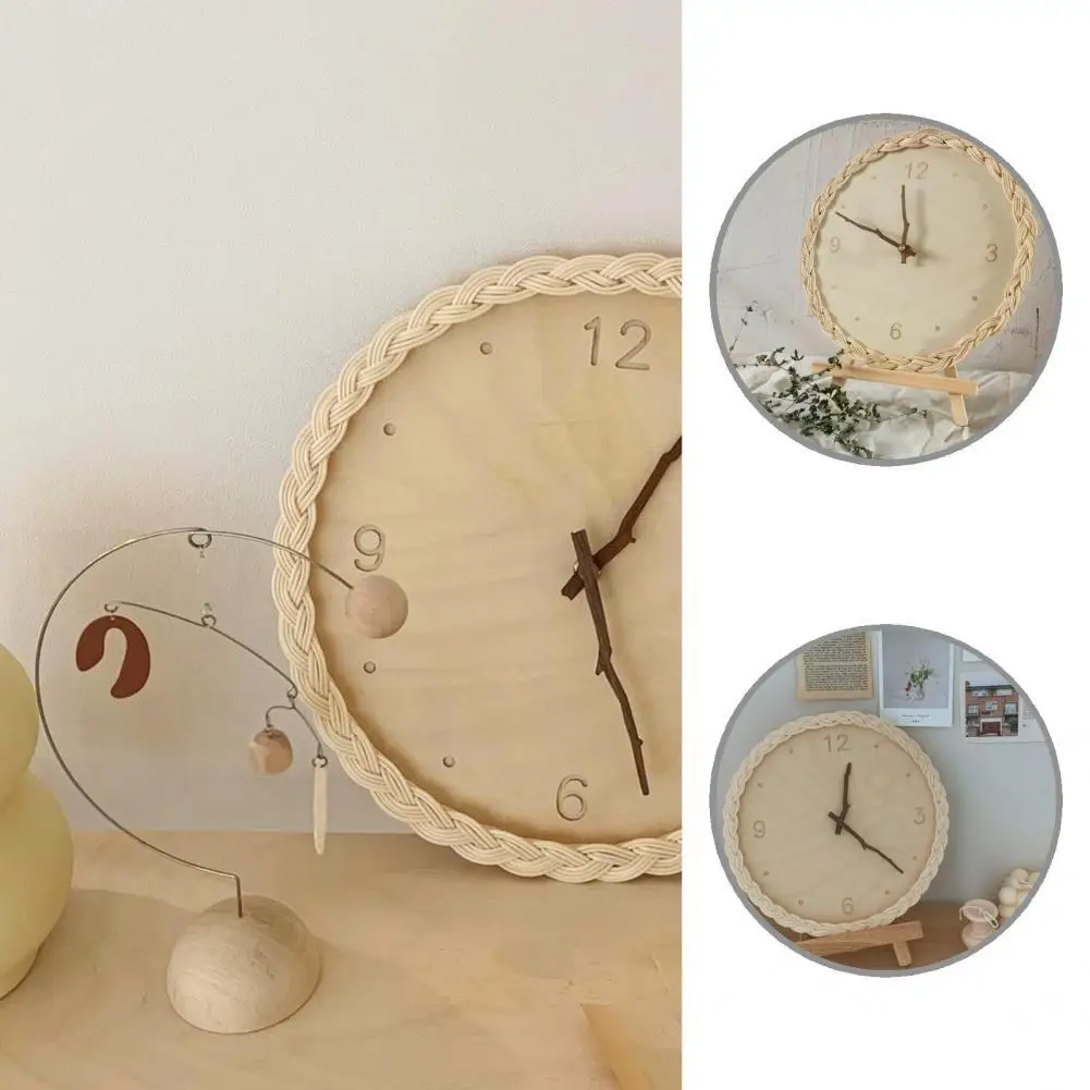 

Twig Shape Indicator Practical European-Style Garden Rattan Frame Clock European Style Clock Decor Ornamental for Hallway