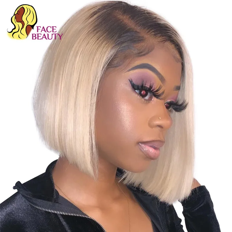 Facebeauty 13*1 1B 613 короткий медовый светлый парик Ombre Цвет Remy Предварительно
