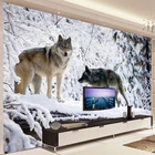 Самоклеящиеся обои 3D, Современные Простые водонепроницаемые обои с изображением животных, волка, снега, пейзажа, для гостиной, телевизора, дивана