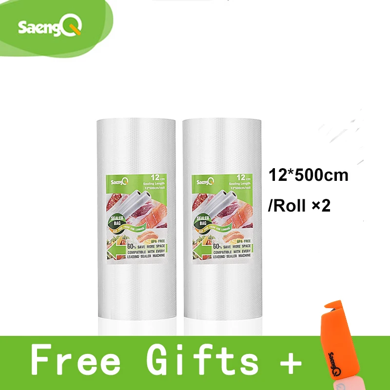 12cm-2pcs SaengQ вакуумные пакеты для пищевых продуктов, вакуумный упаковщик, пищевая свежесть, длительное хранение 12+ 15+ 20+ 25+ 30 см* 500 см, 5 рулонов/партия, пакеты для вакуумного упаковщика - Цвет: 12cm-2pcs