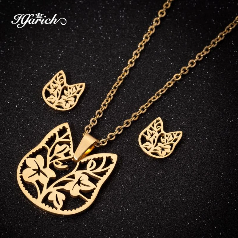 Женские наборы из нержавеющей стали hferich с геометрическим цветком в виде кота