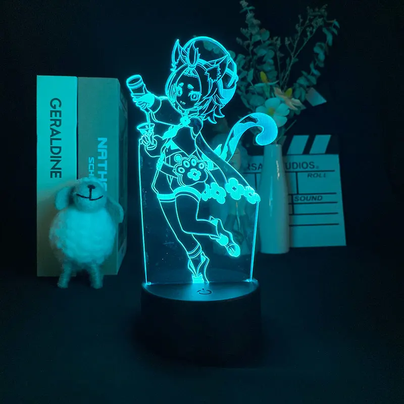 

Game Genshin Impact Diona 3D NightLight Bluetooth Speaker Acrylic Home Bedroom Bedside Lamp Reading Lamp 16 Color Remote Control