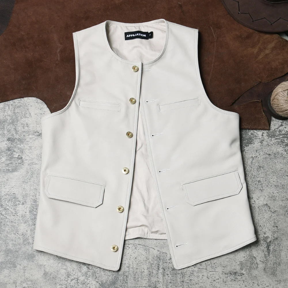 Винтажный Японский кожаный жилет мужской повседневный Джентльменский из