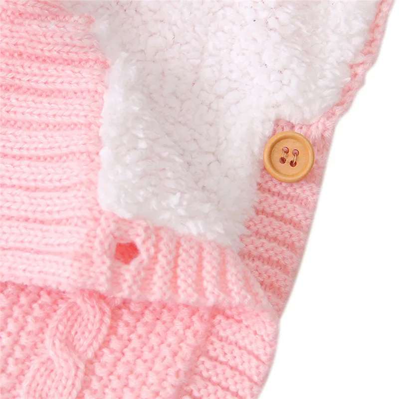 

Newborn Baby Winter Thick Warm Cashmere Woolen Sleeping Bag Fleece Swaddle Stroller Wrap Infant Baby Knitted Soft Blanket