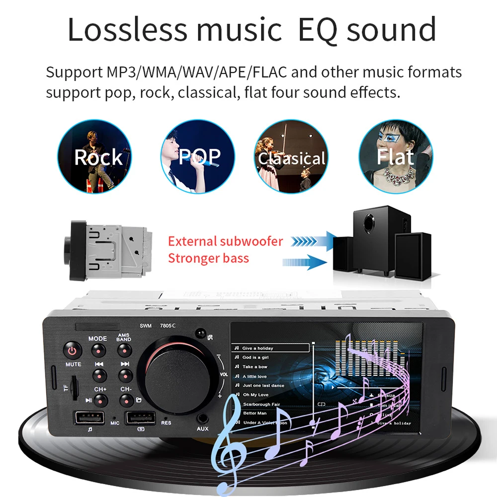 Автомагнитола 4 1 дюйма 7805 аудио стерео Din радио FM Bluetooth MP5 мультимедийный плеер