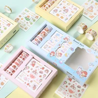 13pcs ins washi tape kawaii cartoon cute pig bear cat duck scrapbooking decorative adhesive paper stationery school sticker