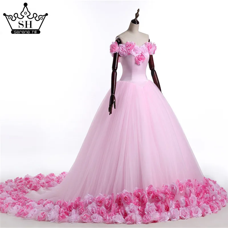 2021 Свадебные платья с розовыми облаками и розами длинное фатиновое Пышное