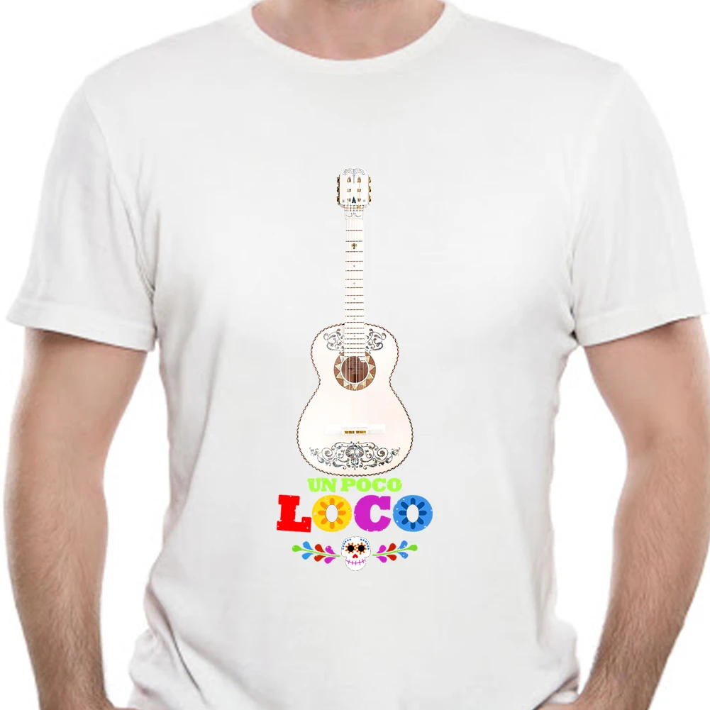 

Men cotton tshirt bigger size teeshirt Un Poco Loco Acoustic Guitar Heartbeat Black T-Shir Adults Casual Tee Shirt