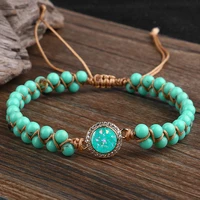 natural stone beaded bracelet for women men adjustable handmade beaided opal pendent bracelet yoga healing jewellry dropshipping