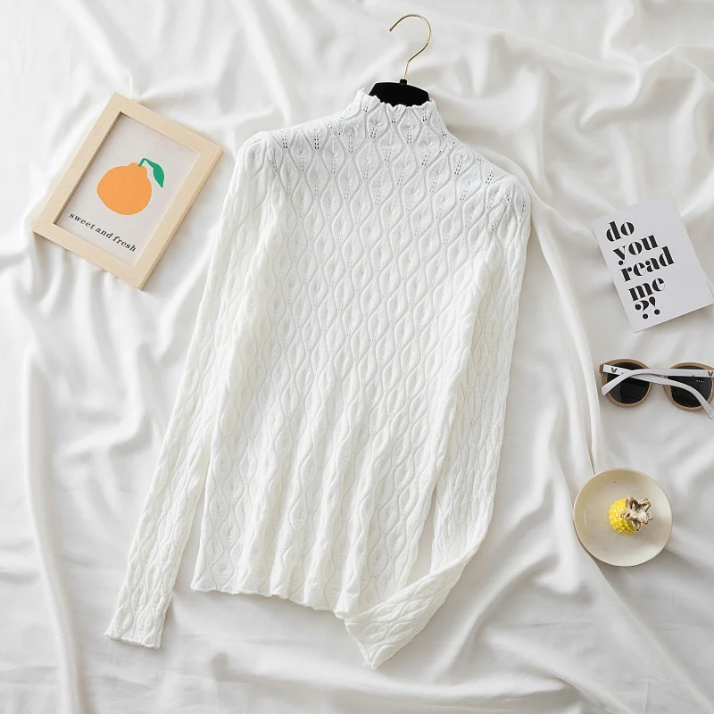 Women Sweaters 2021 Cashmere Turtleneck Autumn Winter Warm Tops Slim Pullover Knitted Sweater Jumper Mock-neck Drop Female