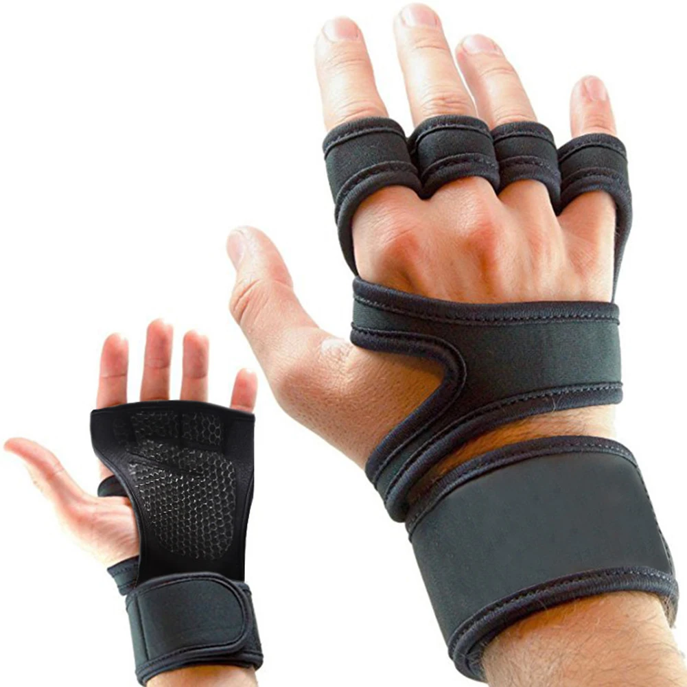 

New 1 Pair Weight Lifting Training Gloves Women Men Fitness Sports Body Building Gymnastics Grips Gym Hand Palm Protector Gloves