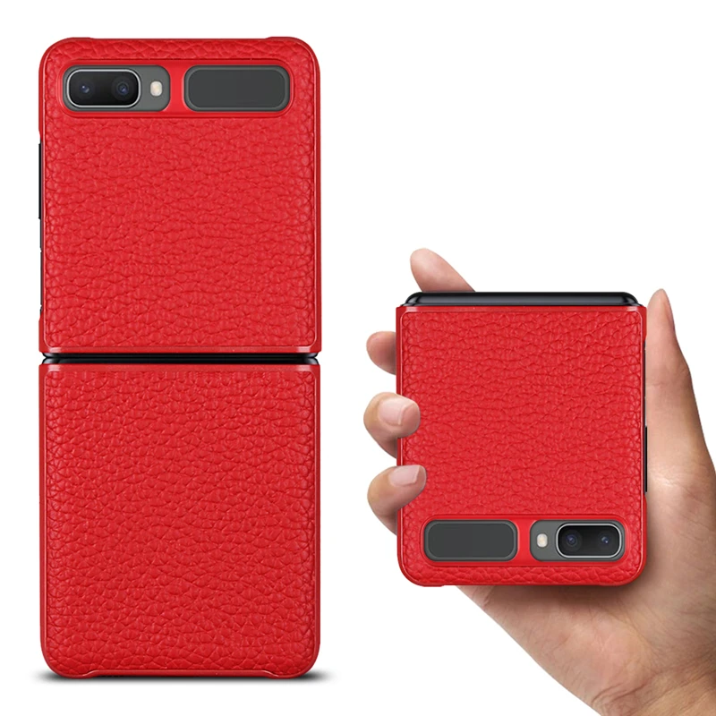 luxury first layer cowhide genuine leather case for samsung galaxy z flip 5g full protection case shockproof foldable cover free global shipping