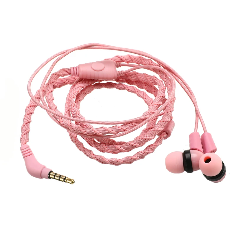 Модная Проводная гарнитура 3 5 мм наушники с плетеным браслетом микрофоном