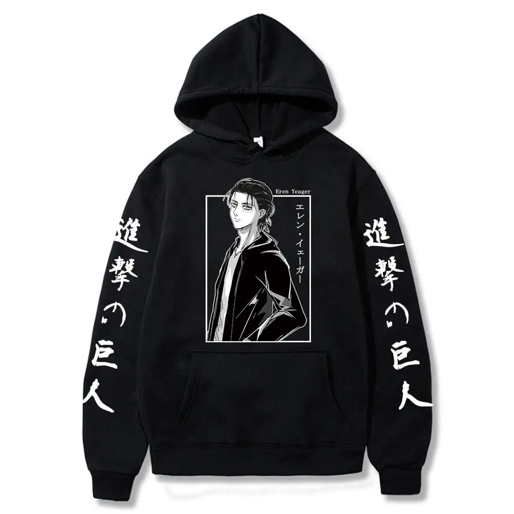 

Attack on Titan Hoodie Anime Eren Jaeger Graphic Hoodie Pullovers Tops Loose Long Sleeves Men Women Sweatshirt Hoody