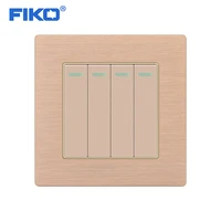 fiko luxury brushed wall switch 1234 gang 2 way champagne gold switch panel interruptor push button switch 16a household tool