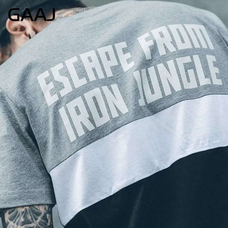 

New Men T-Shirt Stripe Hip Hop High Street Fashion O Neck Short Sleeved Slim T Shirt Man Print Letter Casual Mens Top Tee #RDJK7