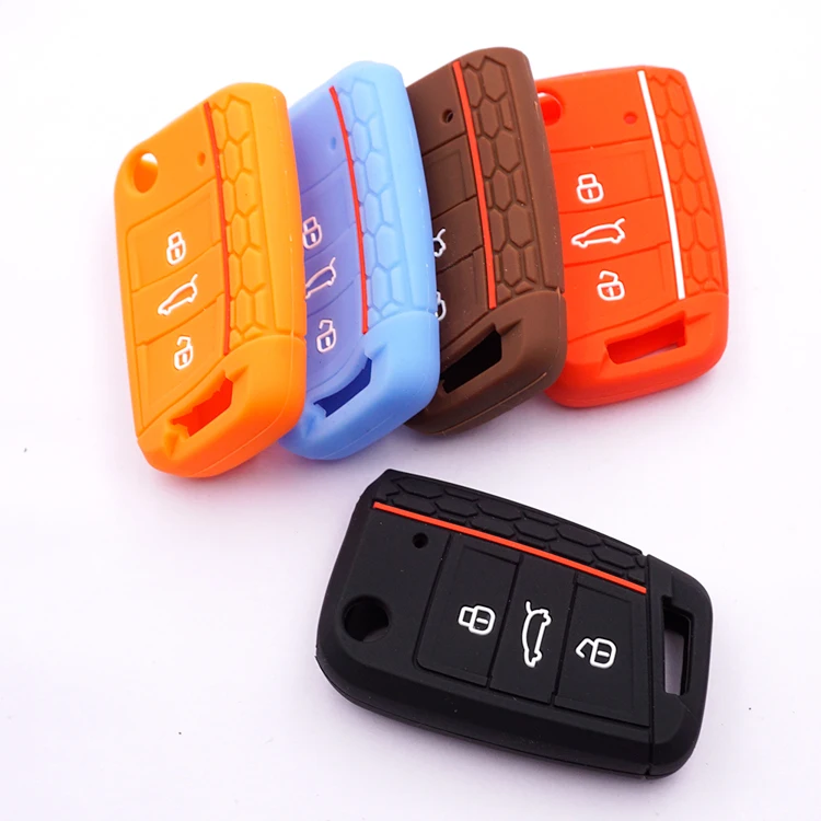Cocolockey силиконовый чехол для ключа vw golf 7 mk7 skoda seat smart keyless 3 кнопки дистанционный