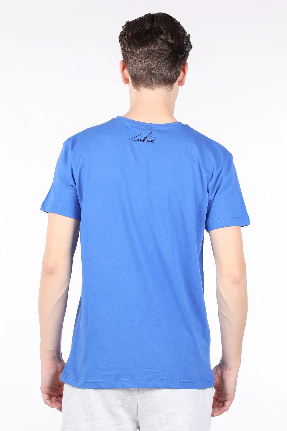 

Mens Saxe Blue Couture Printed Crew Neck T-shirt