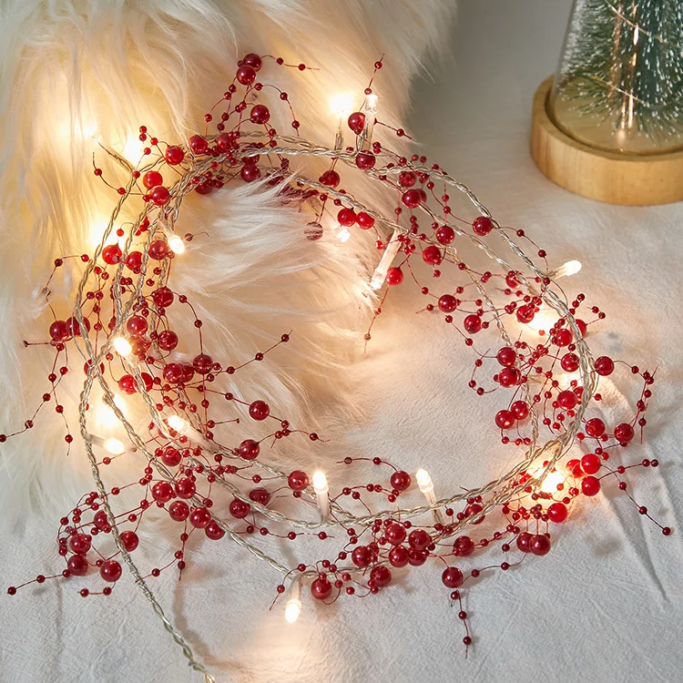 Christmas lights led room bedroom decorative lights string red beads holiday lights new bead lights Christmas lights string 5pcs