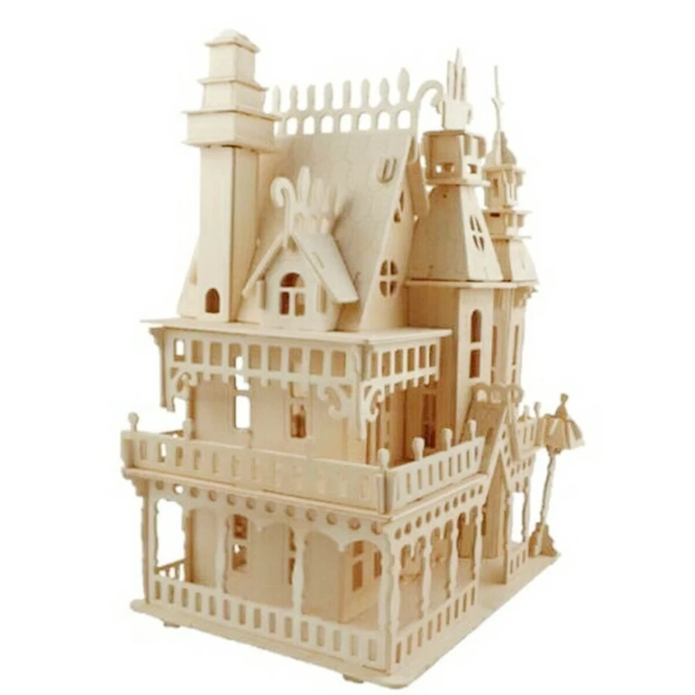 3D Adult Wooden Kids Gift DIY Handcraft Construction Educational Children Miniature Model Building Kits Victorian Doll House | Игрушки и