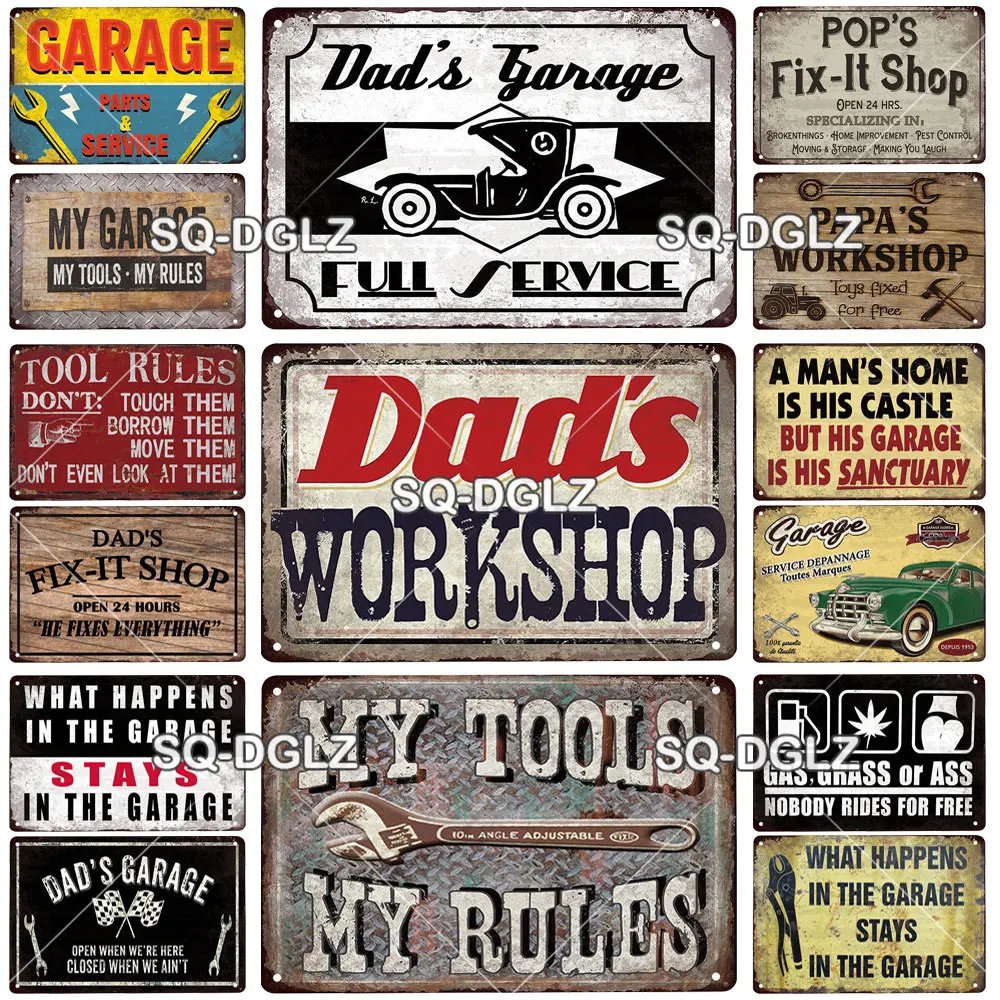 Винтажная металлическая вывеска DAD'S для мастерской жестяная гаражный знак