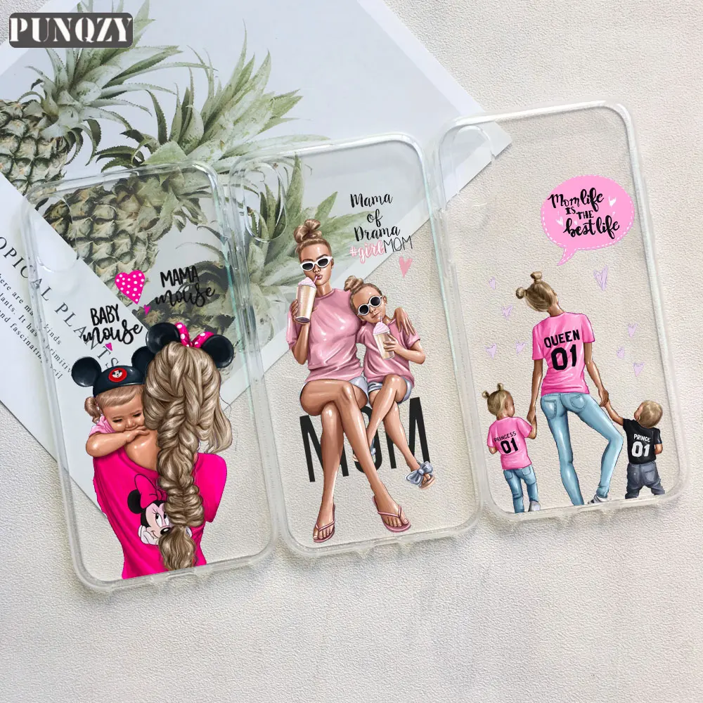 PUNQZY Maiyaca девушка королева мама и ребенок DIY нарисованный красивый чехол для телефона для iPhone 8 7 6 6s Plus X XS 11pro MAX XR милая девочка мама