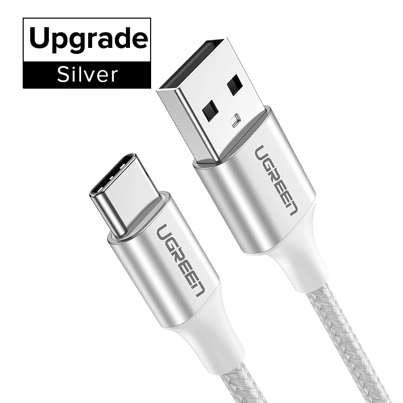 Upgrade Silver Ugreen usb type C кабель USB C кабель передачи данных для быстрой зарядки для samsung Galaxy S9 S8 Plus мобильный телефон зарядное устройство кабель для Xiaomi Mi 8 - Цвет: Upgrade Silver