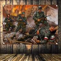 allied soldiers vs wehrmacht soldiers ww2 poster military banner canvas painting wall hanging weapon art tapestry wall decor